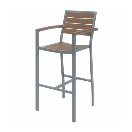 Kfi KFI Outdoor Barstool - Mocha with Silver Frame - Ivy Series OLBR5601-SL-MA
